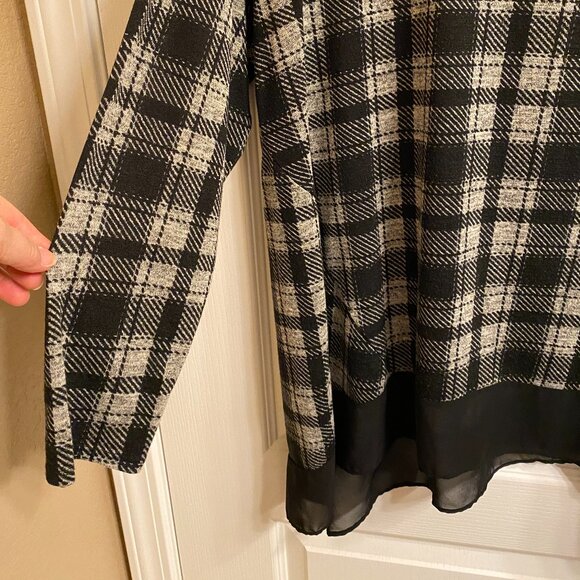 Style & Co. Plaid Mock Turtleneck Top Grey Black Plaid size 2X - Picture 4 of 10